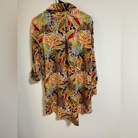 C&C California Colorful Leaf Pattern Coverup - Picture 2 of 13